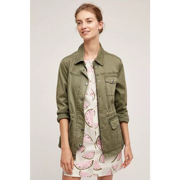 Anthropologie Marrakech Geneva Anorak Green Cargo Utility Jacket Large - Picture 1 of 9
